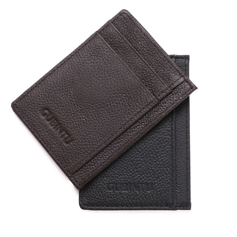 Solid Color Genuine Leather Card Holder Wallet for Men and Women - Teleplus solid color card holder