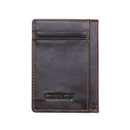 Solid Color Genuine Leather Card Holder Wallet for Men and Women - Teleplus solid color card holder