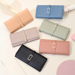 Solid Color Handbag with Long Metal Buckle and Waterproof PU Leather in United States - Clutch for Fashionably