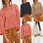 Solid Color Knitted Pullover Sweater Street Fashion Acrylic Fiber - Teleplus solid color