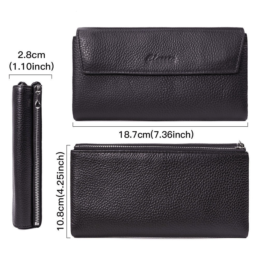 Solid Color Layer Cowhide Leather Bag with Polyester Lining for Daily - Teleplus Use layer cowhide