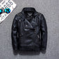 Solid Color Leather Fabric for Fashion Casual Jackets in Black and Royal Blue - Teleplus fashion casual solid color