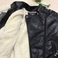 Solid Color Leather Fabric for Fashion Casual Jackets in Black and Royal Blue - Teleplus fashion casual solid color