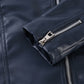Solid Color Leather Fabric for Fashion Casual Jackets in Black and Royal Blue - Teleplus fashion casual solid color