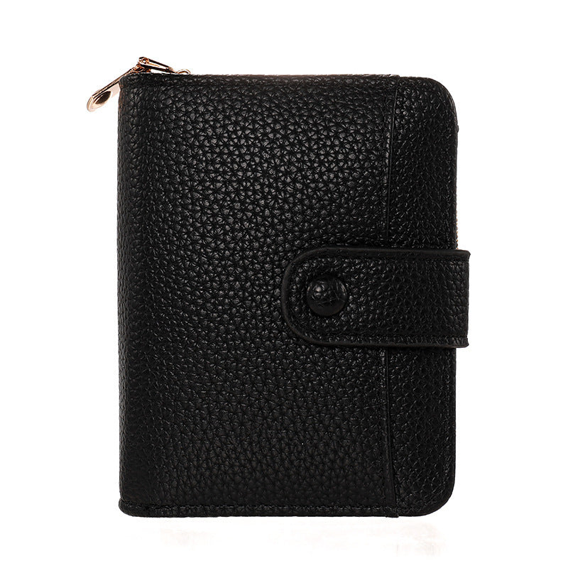 Solid Color Leather Wallet with Breathable Antibacterial Pu Lining