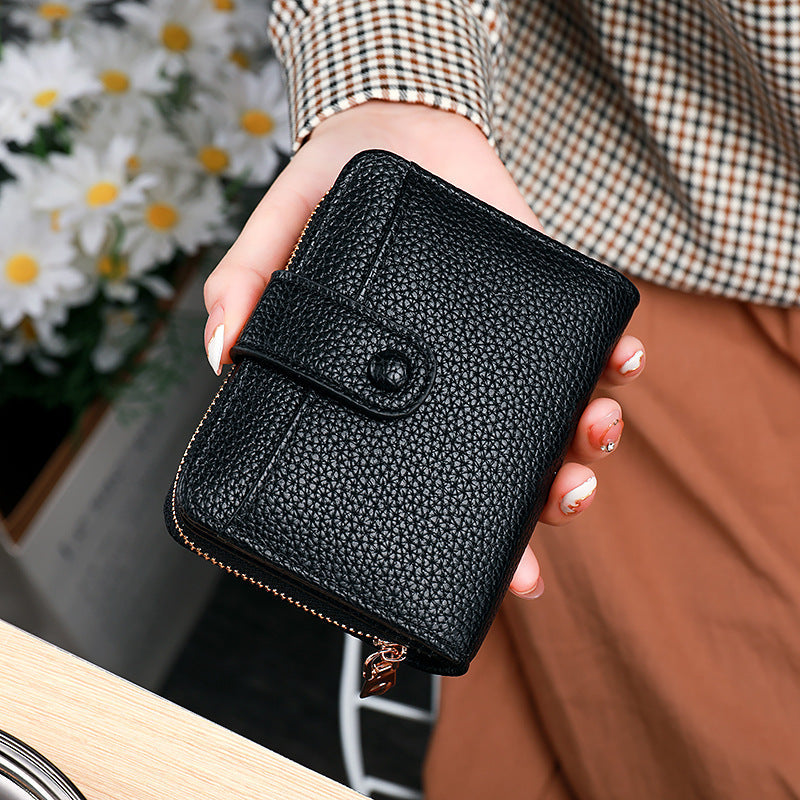 Solid Color Leather Wallet with Breathable Antibacterial Pu Lining