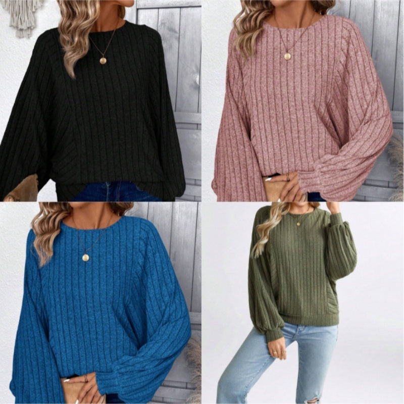 Solid Color Long Sleeve Lantern Blouse Japanese Korean Casual Top - long sleeve solid color