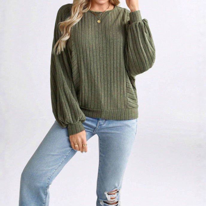 Solid Color Long Sleeve Lantern Blouse Japanese Korean Casual Top - long sleeve solid color