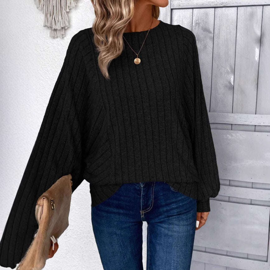 Solid Color Long Sleeve Lantern Blouse Japanese Korean Casual Top - long sleeve solid color