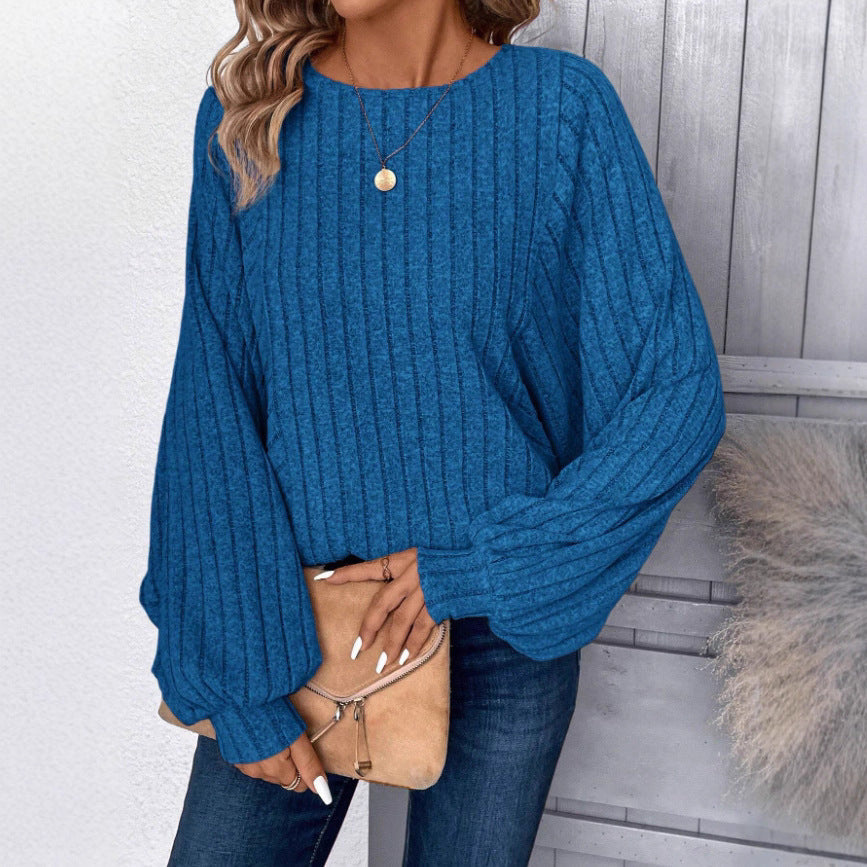 Solid Color Long Sleeve Lantern Blouse Japanese Korean Casual Top - long sleeve solid color