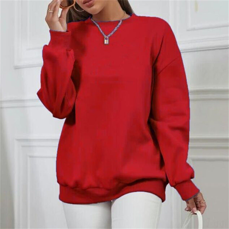 Solid Color Long Sleeve Pullover Loose Fit Japanese Korean Casual Sweater - Teleplus Store solid color long sleeve