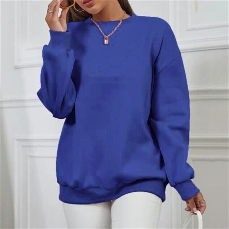 Solid Color Long Sleeve Pullover Loose Fit Japanese Korean Casual Sweater - Teleplus Store solid color long sleeve