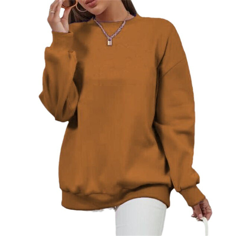 Solid Color Long Sleeve Pullover Loose Fit Japanese Korean Casual Sweater - Teleplus Store solid color long sleeve