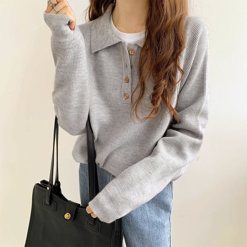 Solid Color Long Sleeve Top Gray Black Lightweight Casual Pullover Shirt - solid color long sleeve