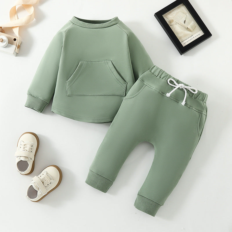 Solid Color Long-sleeved Sweater Trousers Two-piece Children’s Clothing - Sweater Trousers That Scream Fashionable