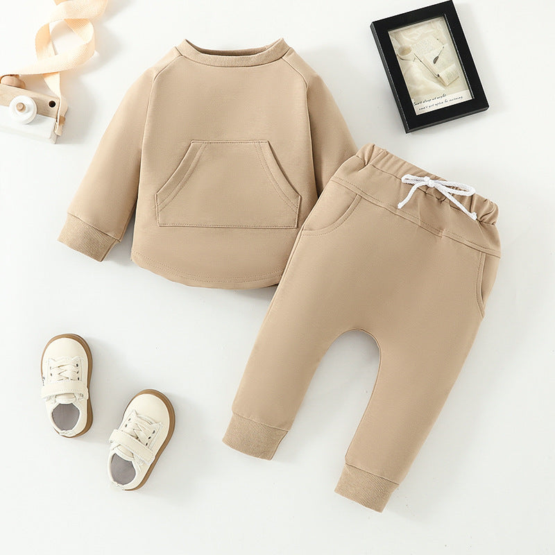 Solid Color Long-sleeved Sweater Trousers Two-piece Children’s Clothing - Sweater Trousers That Scream Fashionable