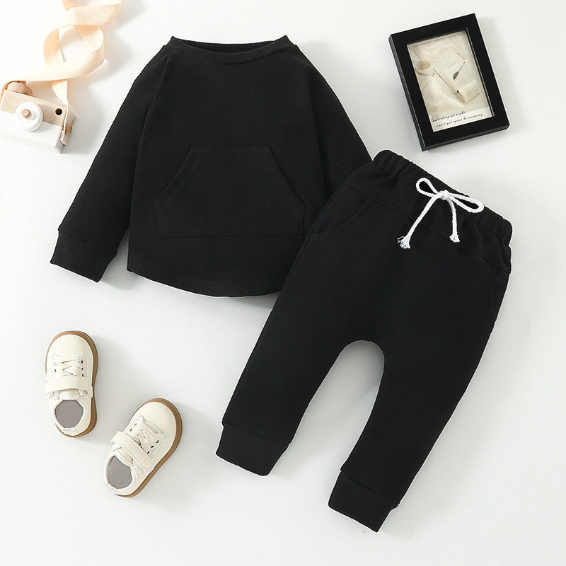 Solid Color Long-sleeved Sweater Trousers Two-piece Children’s Clothing - Sweater Trousers That Scream Fashionable