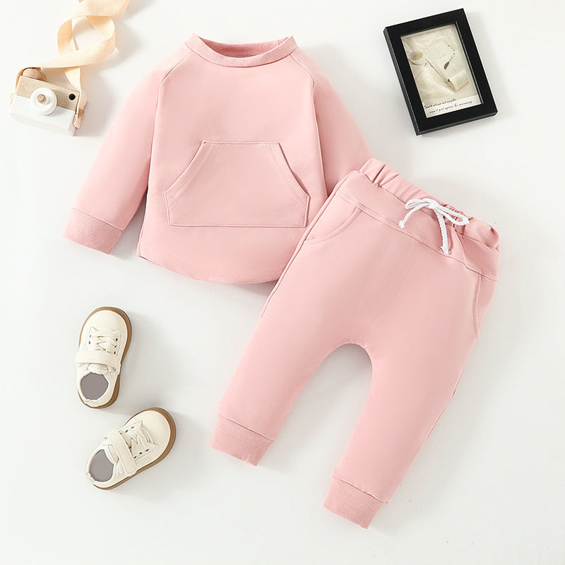 Solid Color Long-sleeved Sweater Trousers Two-piece Children’s Clothing - Sweater Trousers That Scream Fashionable