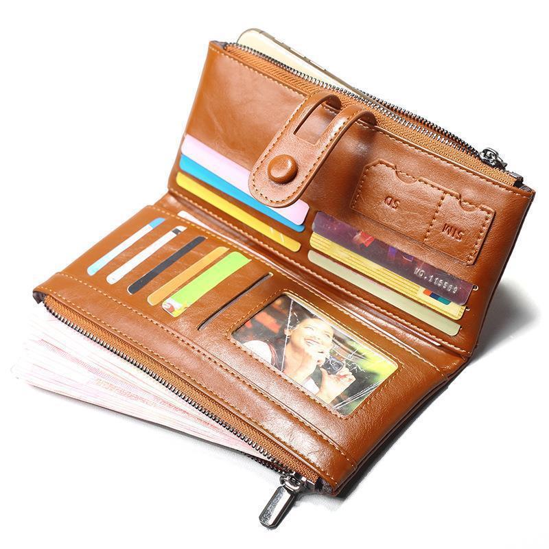 Solid Color Long Wallet for Women in PU Leather Suitable United States Users - That Fits Your Style and Currency Needs