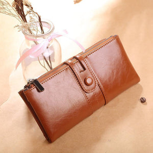 Solid Color Long Wallet for Women in PU Leather Suitable United States Users - That Fits Your Style and Currency Needs
