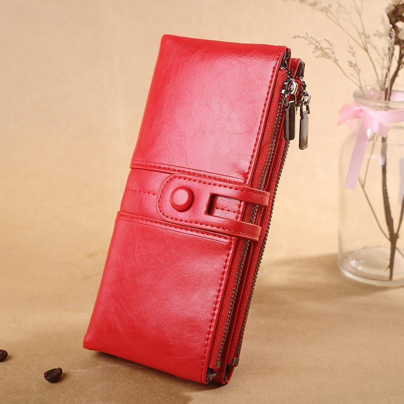 Solid Color Long Wallet for Women in PU Leather Suitable United States Users - That Fits Your Style and Currency Needs