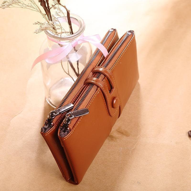Solid Color Long Wallet for Women in PU Leather Suitable United States Users - That Fits Your Style and Currency Needs