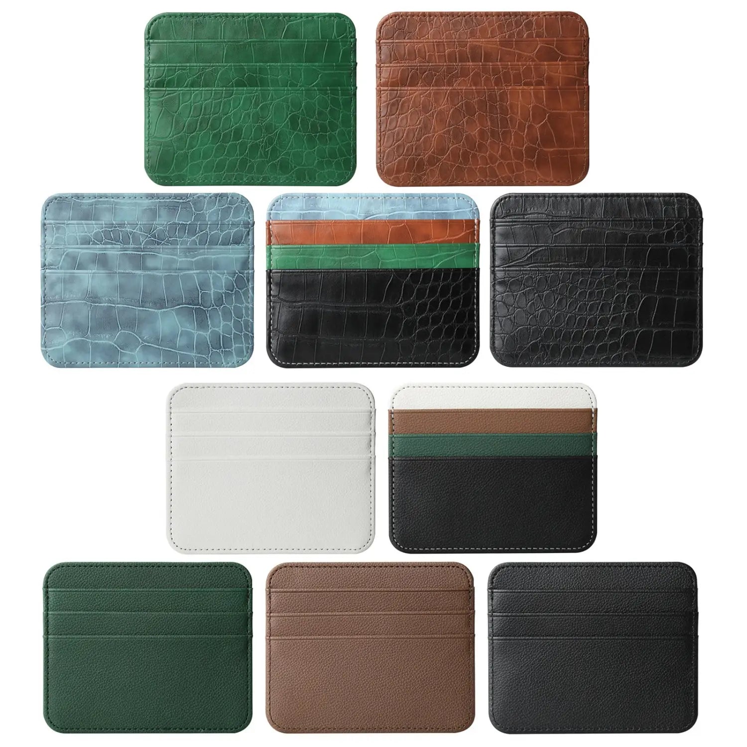Solid Color Nylon Card Organizer Wallet with PU Leather Accents