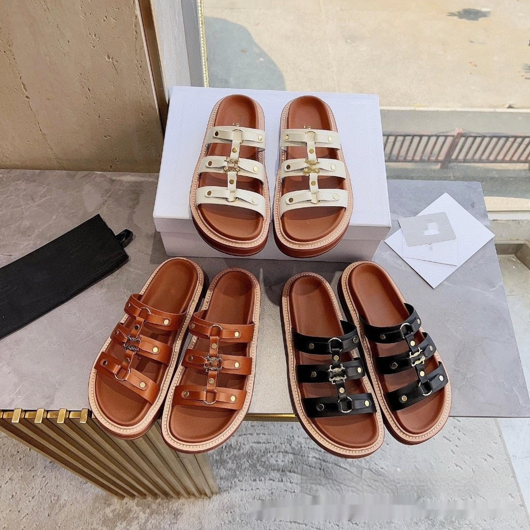 Solid Color Patent Leather Ladies Slippers in White Black Brown with Sheepskin - ladies slippers patent leather