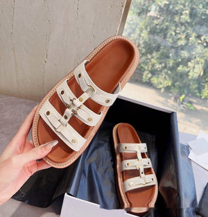 Solid Color Patent Leather Ladies Slippers in White Black Brown with Sheepskin - ladies slippers patent leather
