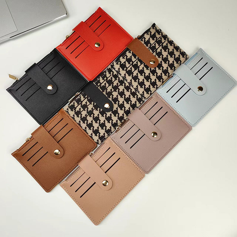 Solid Color Polyester Card Holder with Houndstooth Pattern for United States Buyers - Cute in Houndrs Thooth or Rustic