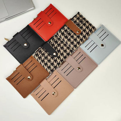 Solid Color Polyester Card Holder with Houndstooth Pattern for United States Buyers - Cute in Houndrs Thooth or Rustic