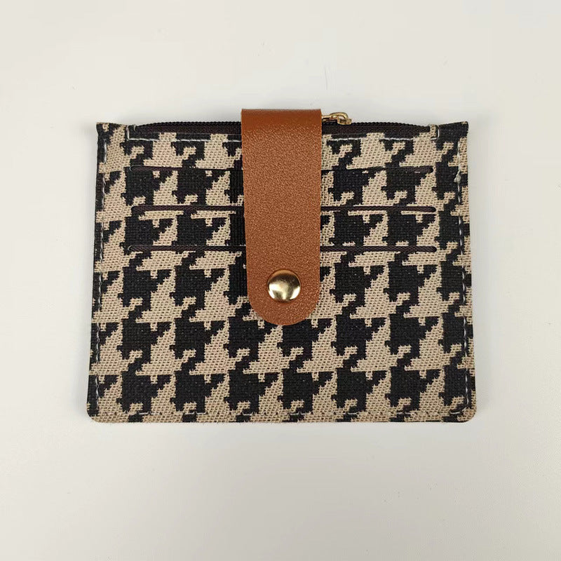 Solid Color Polyester Card Holder with Houndstooth Pattern for United States Buyers - Cute in Houndrs Thooth or Rustic