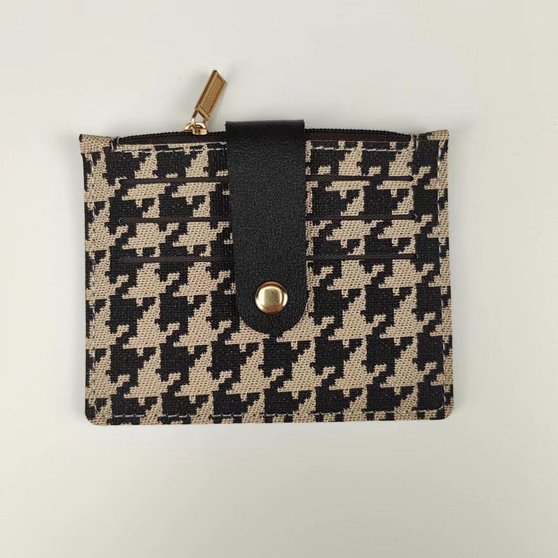 Solid Color Polyester Card Holder with Houndstooth Pattern for United States Buyers - Cute in Houndrs Thooth or Rustic