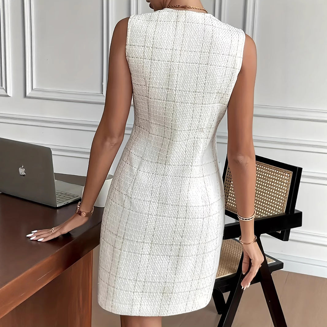 Solid Color Polyester Hip Skirt for Women with Sleeveless Design - Teleplus