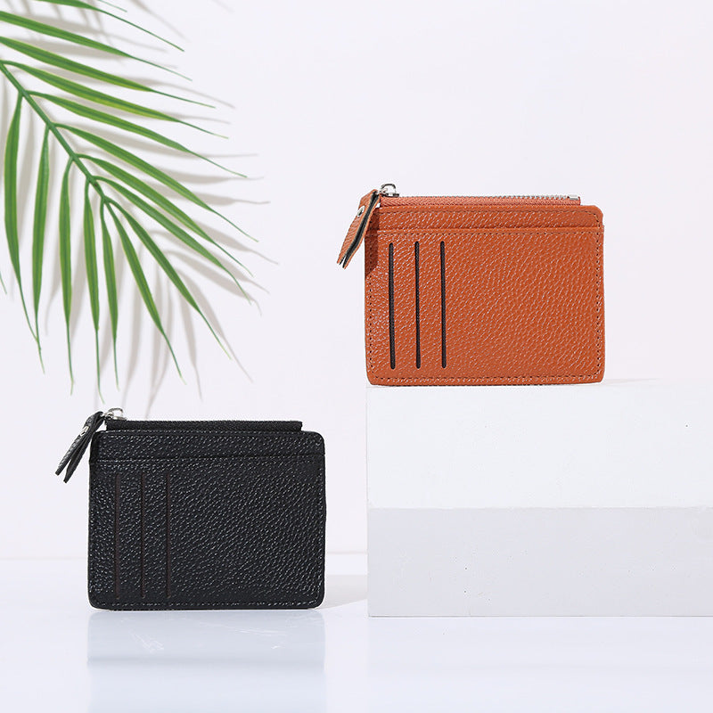 Solid Color PU Leather Wallet Bag Holder for Business Cards and CHF - Chic chf bag holder business cards