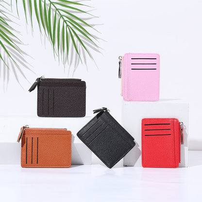 Solid Color PU Leather Wallet Bag Holder for Business Cards and CHF - Chic chf bag holder business cards