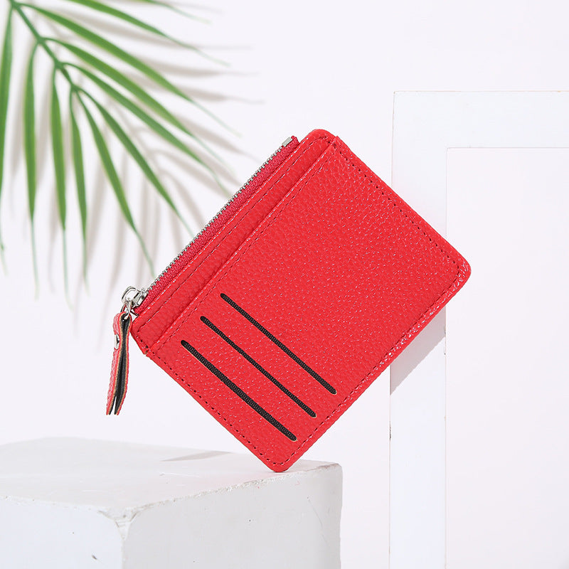 Solid Color PU Leather Wallet Bag Holder for Business Cards and CHF - Chic chf bag holder business cards