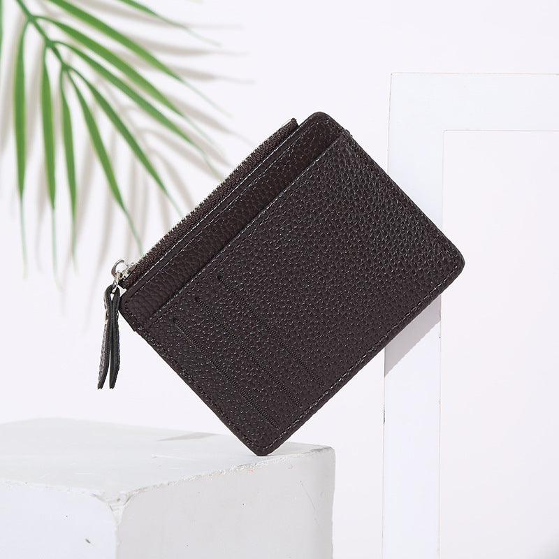 Solid Color PU Leather Wallet Bag Holder for Business Cards and CHF - Chic chf bag holder business cards