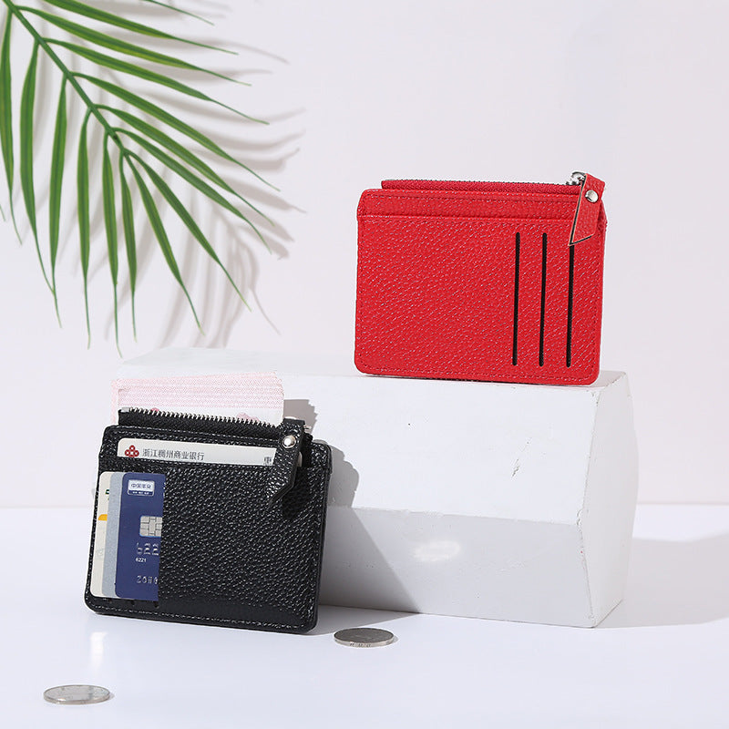 Solid Color PU Leather Wallet Bag Holder for Business Cards and CHF - Chic chf bag holder business cards