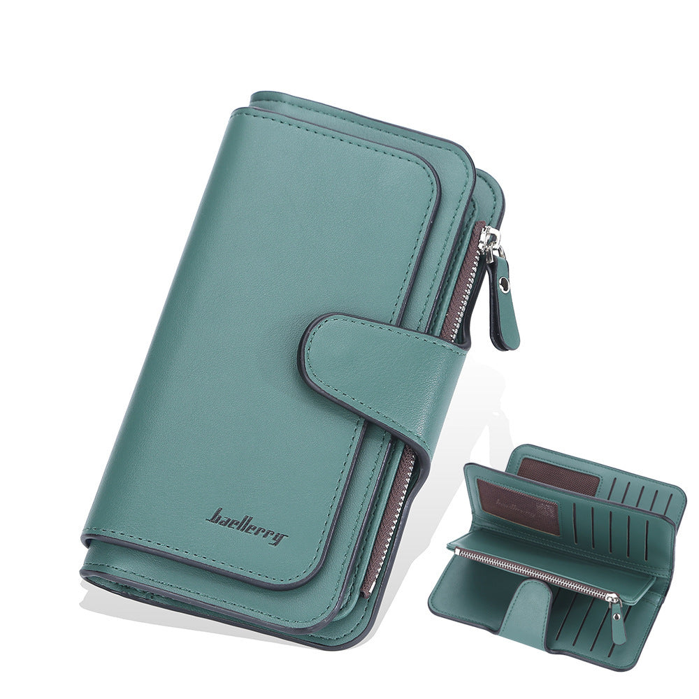 Solid Color PU Leather Wallet with Polyester Lining for Daily - Teleplus