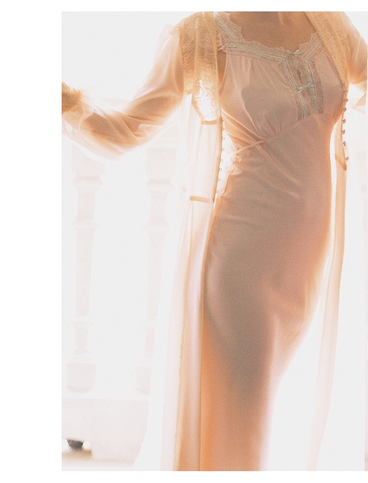 Solid Color Retro High Waist Dress with Lace Ruffle Pleated Flying Sleeves - Teleplus solid color