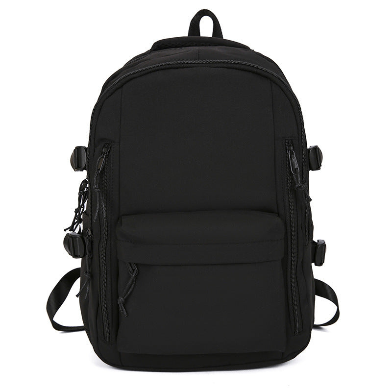 Solid Color School Backpack Polyester Nylon Urban Shoulder Bag for Men and Women - Teleplus solid color