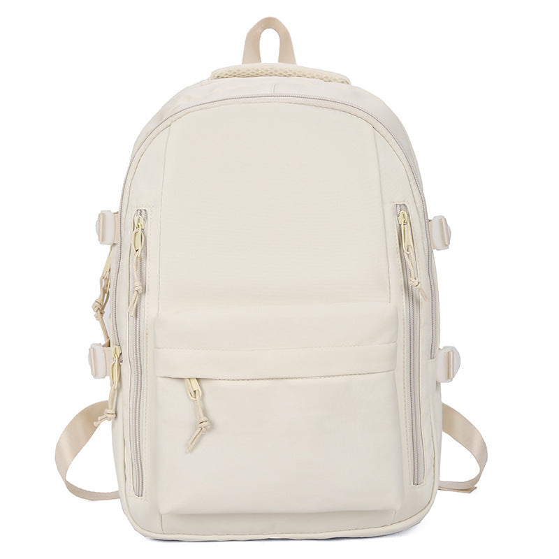 Solid Color School Backpack Polyester Nylon Urban Shoulder Bag for Men and Women - Teleplus solid color