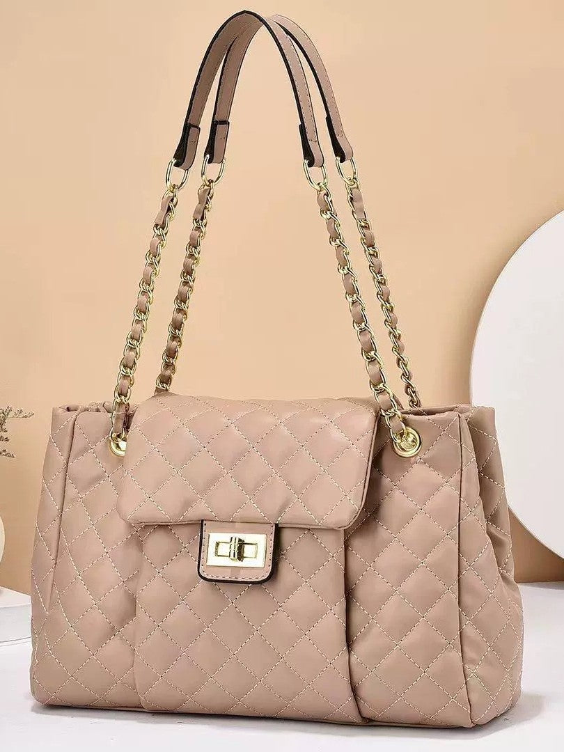 Solid Color Simple Embroidery Rhombus Large Capacity Polyester Bag - Teleplus solid color simple embroidery thread