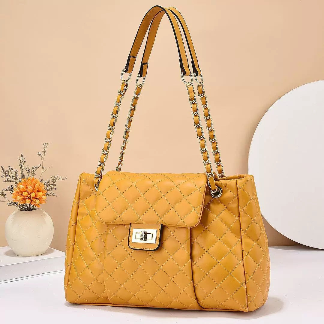 Solid Color Simple Embroidery Rhombus Large Capacity Polyester Bag - Teleplus solid color simple embroidery thread