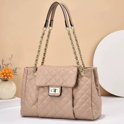Solid Color Simple Embroidery Rhombus Large Capacity Polyester Bag - Teleplus solid color simple embroidery thread