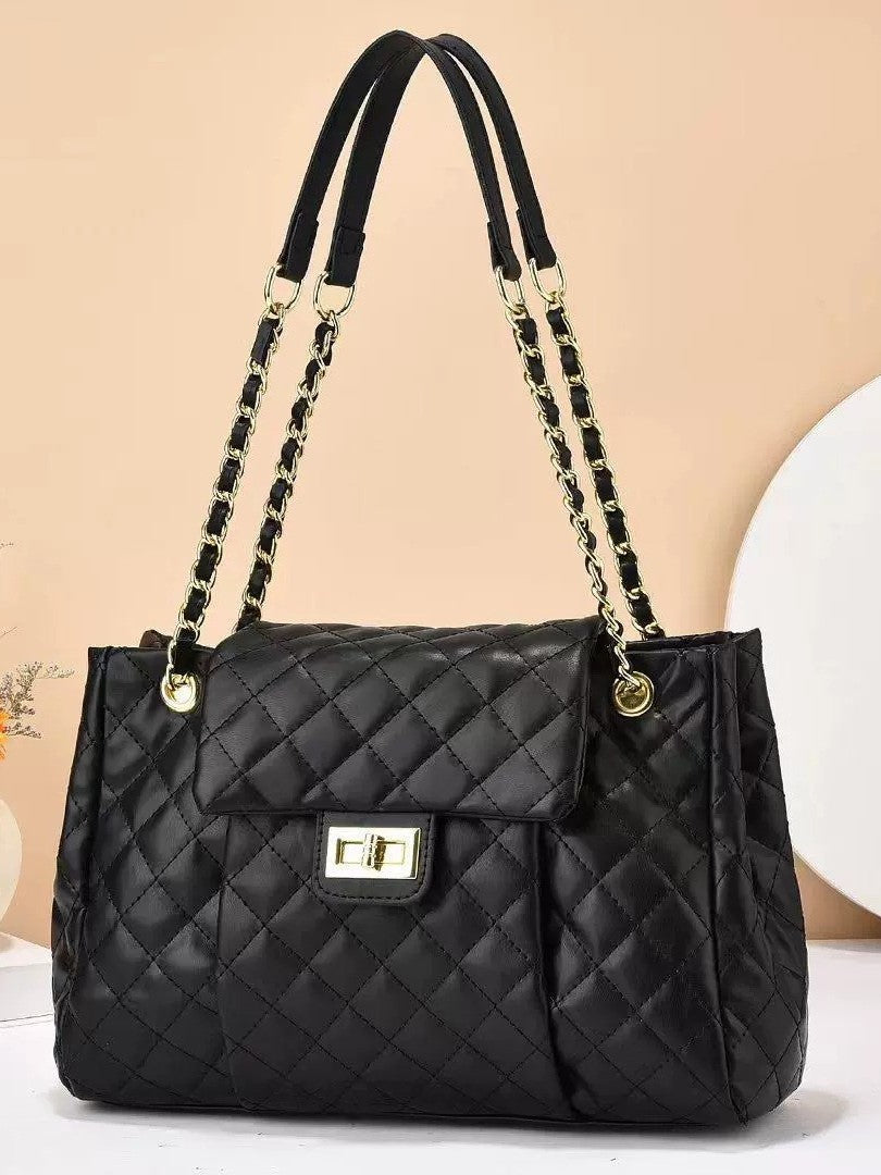 Solid Color Simple Embroidery Rhombus Large Capacity Polyester Bag - Teleplus solid color simple embroidery thread