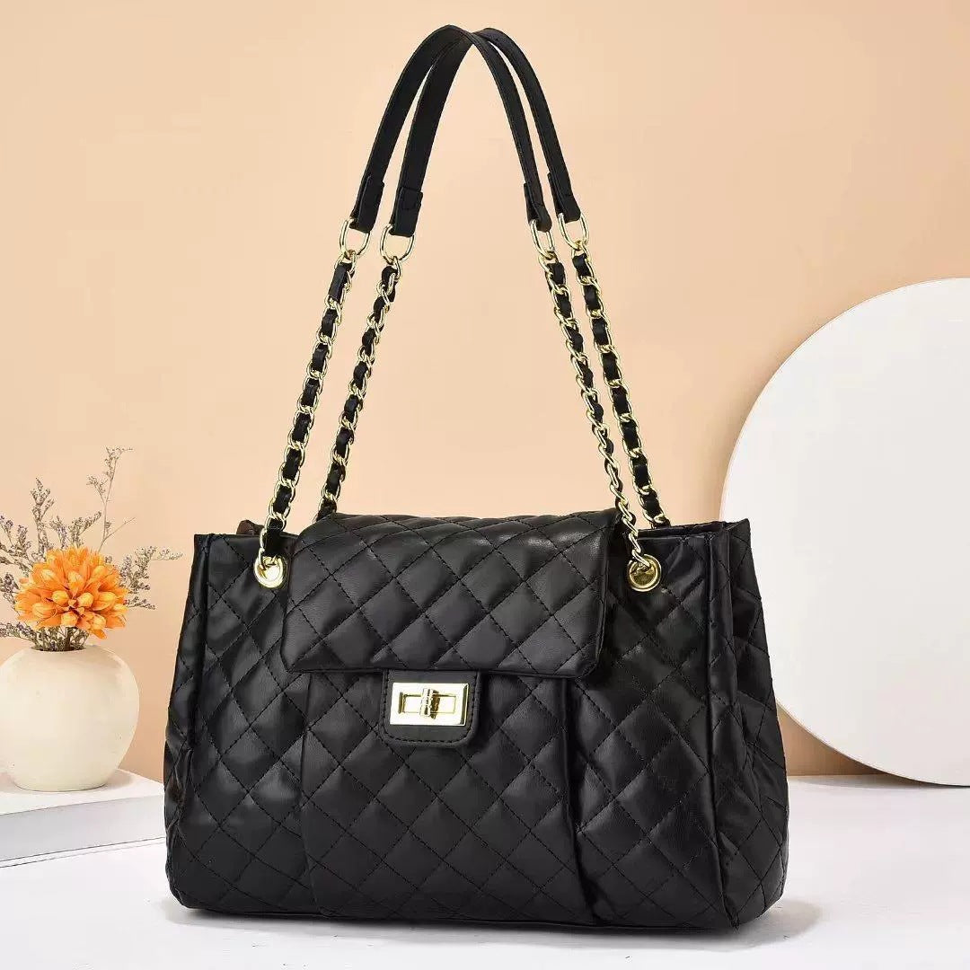 Solid Color Simple Embroidery Rhombus Large Capacity Polyester Bag - Teleplus solid color simple embroidery thread