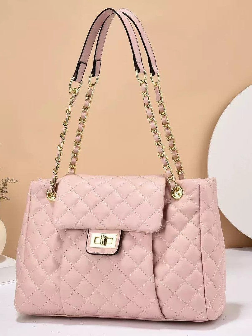 Solid Color Simple Embroidery Rhombus Large Capacity Polyester Bag - Teleplus solid color simple embroidery thread