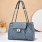 Solid Color Simple Embroidery Rhombus Large Capacity Polyester Bag - Teleplus solid color simple embroidery thread